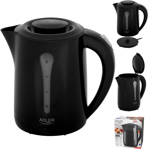 Adler Βραστήρας Νερού 2,5 L, Πλαστικός, Λευκός