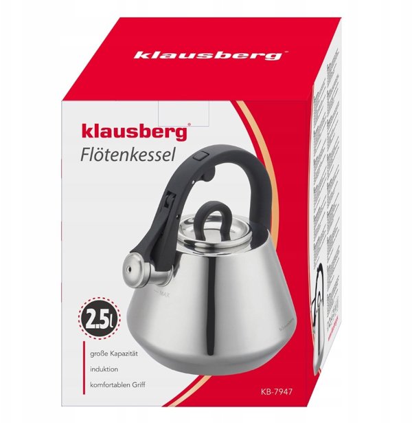 CZAJNIK STALOWY Z GWIZDKIEM 2,5L KLAUSBERG KB-7947