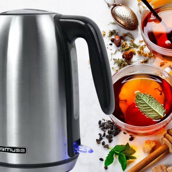 Βραστήρας Muse MS-015BS 1.7L με Περιστρεφόμενη Βάση και Ένδειξη Στάθμης Νερού