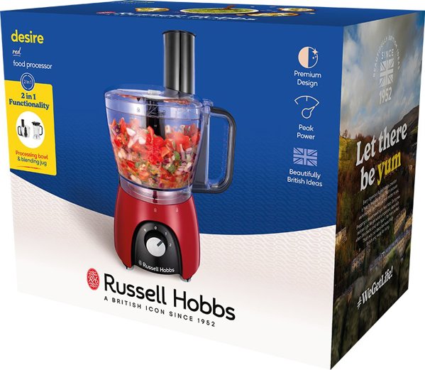 Czajnik Russell Hobbs Russell Hobbs 27110-56, 2.3 L, Black, Red, Transparent, Rotary, 1.5 L, 600 W, 240 mm