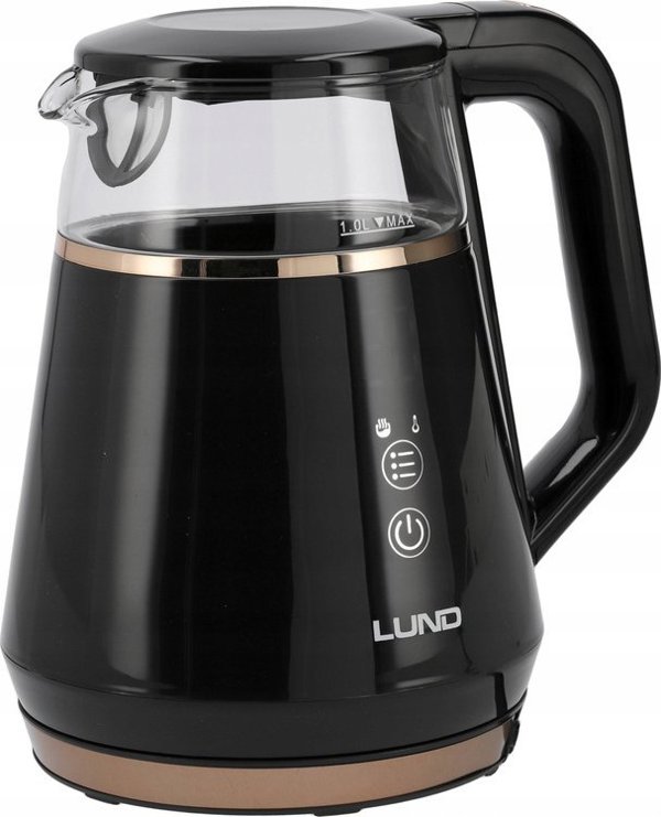 Toya LUND Ηλεκτρικός Βραστήρας 1L, 1100W με Ρύθμιση Θερμοκρασίας, Μαύρο