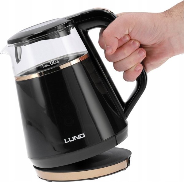 Toya LUND Ηλεκτρικός Βραστήρας 1L, 1100W με Ρύθμιση Θερμοκρασίας, Μαύρο
