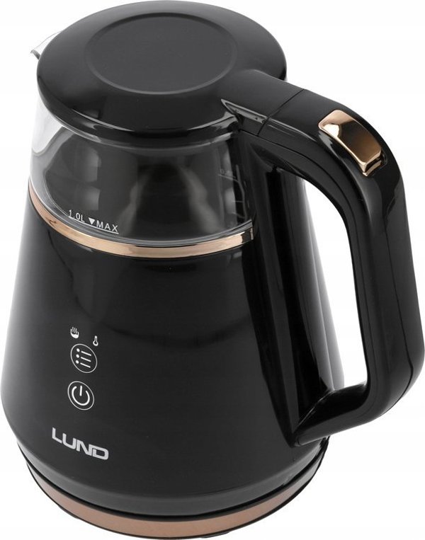 Toya LUND Ηλεκτρικός Βραστήρας 1L, 1100W με Ρύθμιση Θερμοκρασίας, Μαύρο
