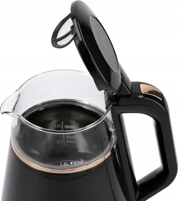 Toya LUND Ηλεκτρικός Βραστήρας 1L, 1100W με Ρύθμιση Θερμοκρασίας, Μαύρο