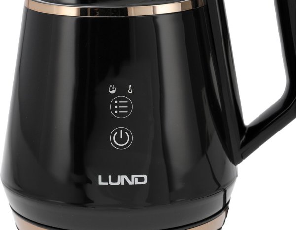 Toya LUND Ηλεκτρικός Βραστήρας 1L, 1100W με Ρύθμιση Θερμοκρασίας, Μαύρο
