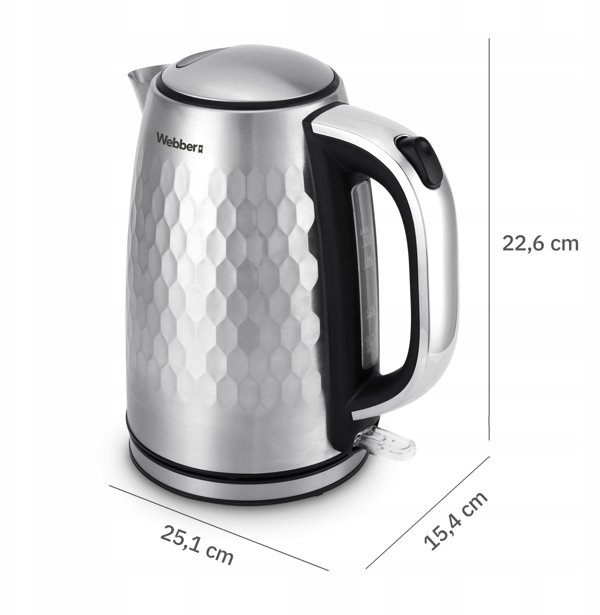 Czajnik elektryczny bezprzewodowe Webber WK-330 2200 W 1,7 l czarny INOX
