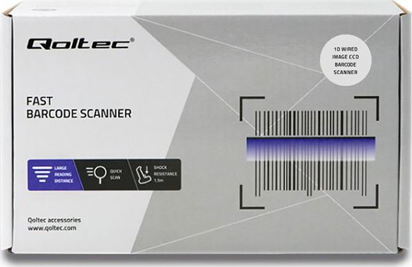 Qoltec Αναγνώστης Γραμμωτών Κωδίκων 1D, Ενσύρματο Barcode Scanner, Μαύρο (50866)