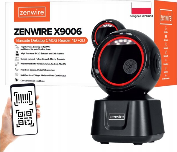 Zenwire X9006 Ενσύρματος Σαρωτής Γραμμωτών Κωδίκων QR 1D 2D USB - Σταθερός Barcode Scanner
