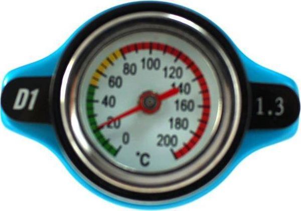 D1Spec Korek wlewu chlodnicy z termometrem 15mm Blue 1.3Bar