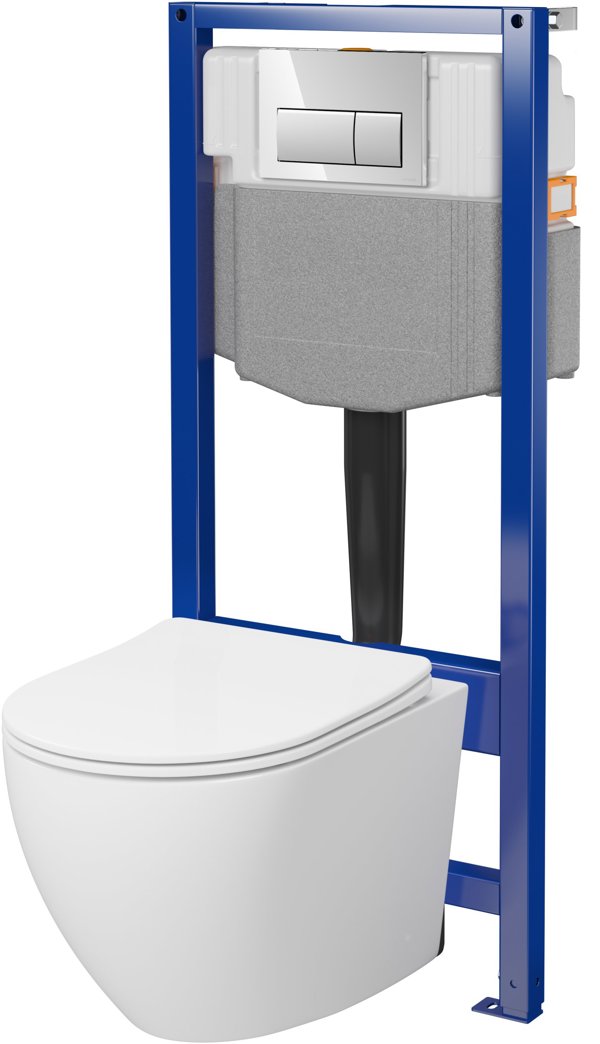 Cersanit D237 System 50 Μηχανισμός Καζανακιού 3/6L, Επιτοίχιας Εγκατάστασης, Χρώμιο