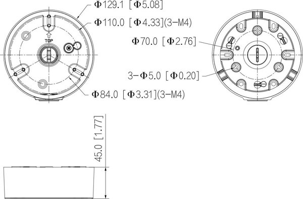 Dahua PFA197R Βάση Οροφής για Κάμερες Dome, Διαχείριση Καλωδίων, Ø 129mm