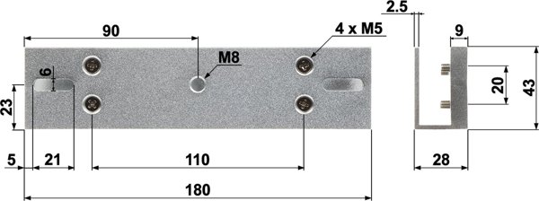 Dahua Technology ASF280U-V1 Βάση Στήριξης Τύπου U για Ηλεκτρομαγνήτη