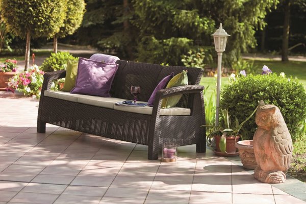 Darza divans trisvietigs Corfu Love Seat Max bruns 8711245158297