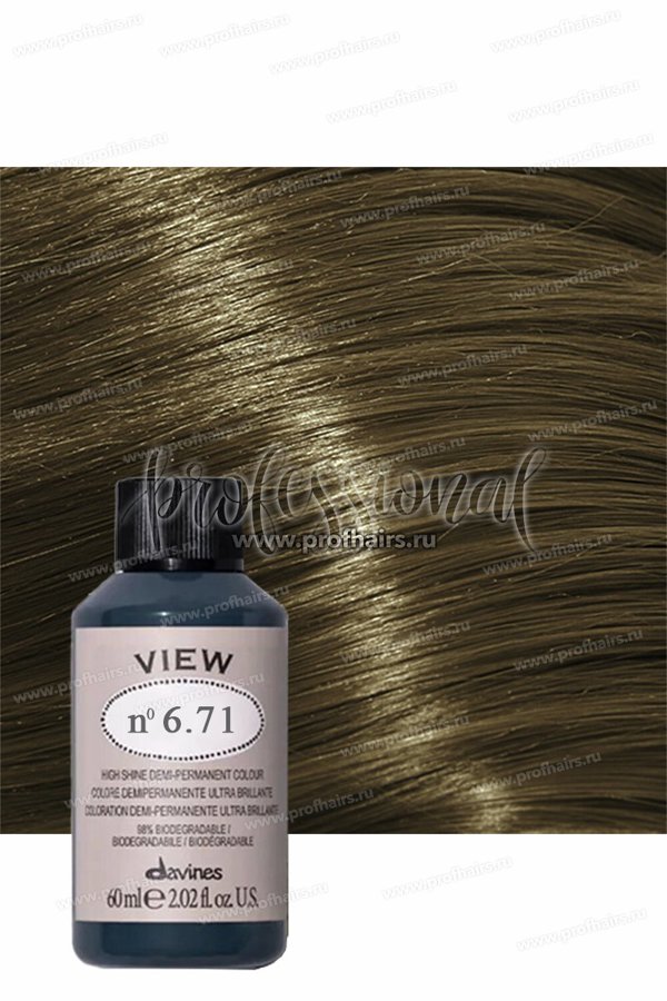 Davines, View, Demi-Permanent Hair Dye, 6.71 , 60 ml For Women