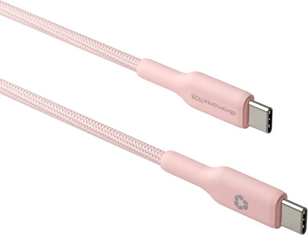 dbramante1928 re-charge - USB-Kabel - 24 pin USB-C (M) zu 24 pin USB-C (M) - 1.5 m - geflochtener Kabel, USB-C Power Delivery (60W) - pink