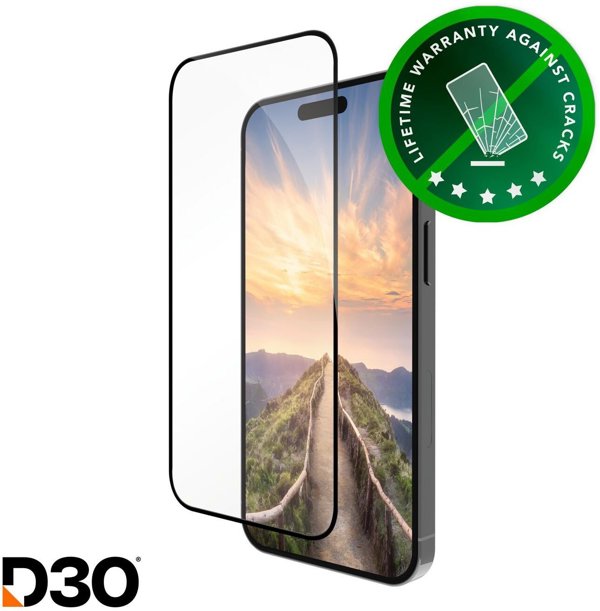 Dbramante1928 eco-shield D3O προστατευτικό οθόνης, Apple iPhone 16 Pro Max, μαύρες άκρες