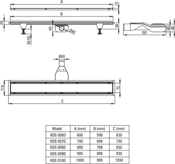 Deante Γραμμική αποχέτευση με σχάρα 90cm (KOS 009D) 9500751 5907650811268