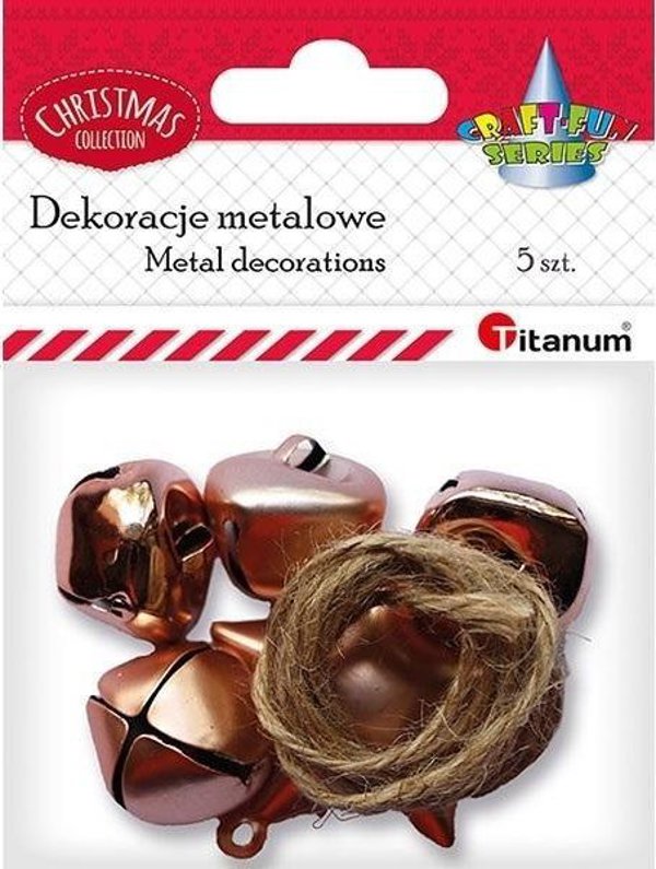 Dekoracje metal dzwoneczki gwiazdka + sznurek 5szt