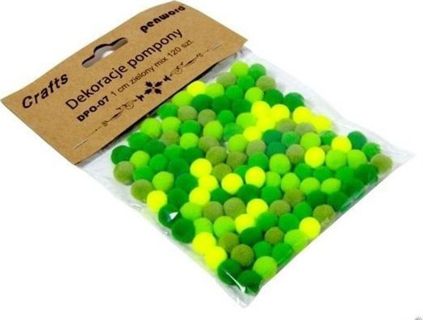 Dekoracje pompony 1cm mix zielony 120szt