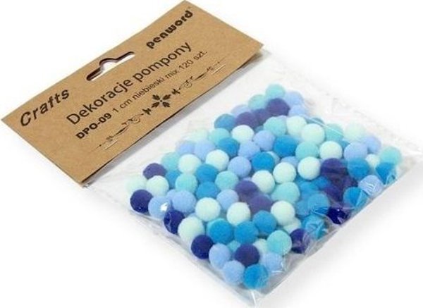 Dekoracje pompony 1cm mix niebieski 120szt