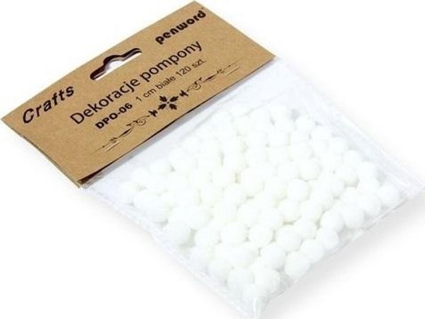 Διακοσμητικές πον πον λευκές 1cm 120 τεμάχια