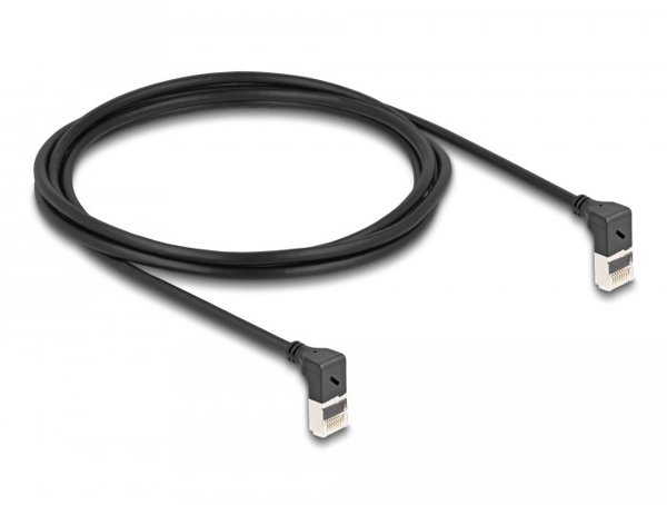 Delock καλώδιο RJ45 Cat.6A S/FTP Slim γωνιακό 2 μ, μαύρο