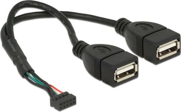 Delock USB 9 pin - USB 9 pin, 0.2m, Czarny (84933)
