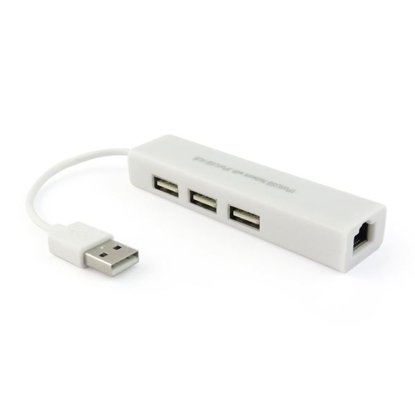 USB Hub No brand, USB 2.0 + Network adapter, 3 Ports, Λευκό - 12052