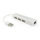 USB Hub No brand, USB 2.0 + Network adapter, 3 Ports, Λευκό - 12052
