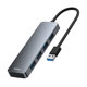USB hub Baseus UltraJoy, 4 Port, USB to 4xUSB 3.0, 0.15m, Gray - 12072