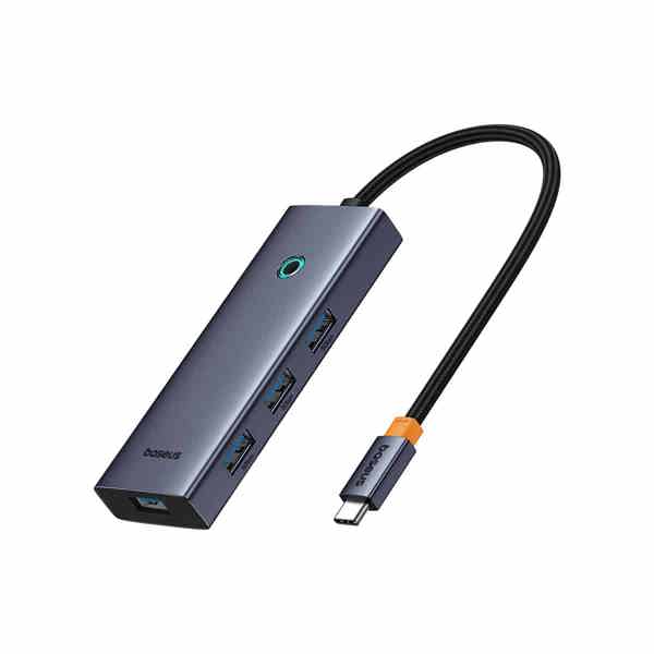 USB hub Baseus UltraJoy, 5 Port, Type-C to 4xUSB 3.0, PD, 0.22m, Gray - 12076