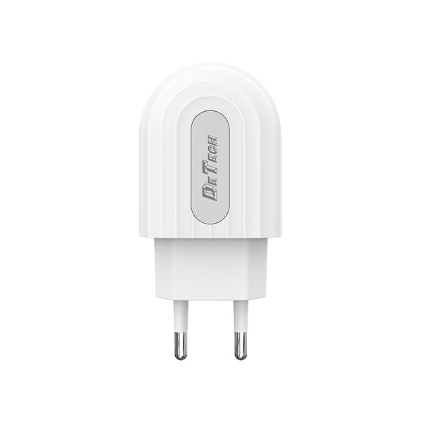Φορτιστής δικτύου DeTech DE-28, 5V/2.4A, 220V, 1 x USB, λευκό - 14132