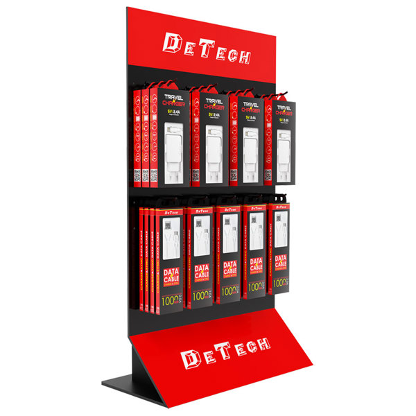 Desktop stand DE-S02, 400x185x700, Black/Red - 14145
