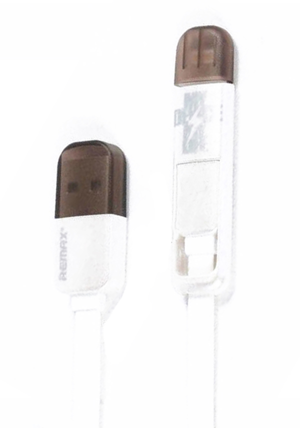 καλώδιο δεδομένων 2 σε 1 micro USB Iphone Lightning, Remax Transformers, 1m, Λευκό - 14363