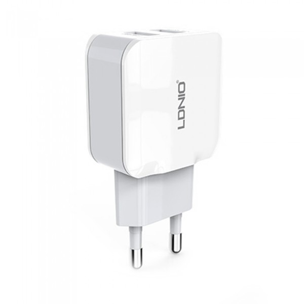 Φορτιστής, LDNIO A2202, 5V 2.4A, Παγκόσμιος 2xUSB, χωρίς καλώδιο, Λευκό - 14368