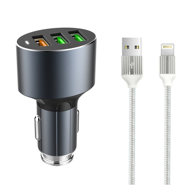 Φορτιστή αυτοκινήτου, LDNIO C703Q, Quick Charge 3.0, με καλώδιο Lightning (iPhone 5/6/7) - 14753