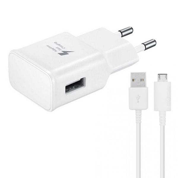 Φορτιστής δικτύου, No brand, Adaptive Fast Charge, 5V / 1A 220A, 1 x USB, καλώδιο Micro USB, λευκό - 14862
