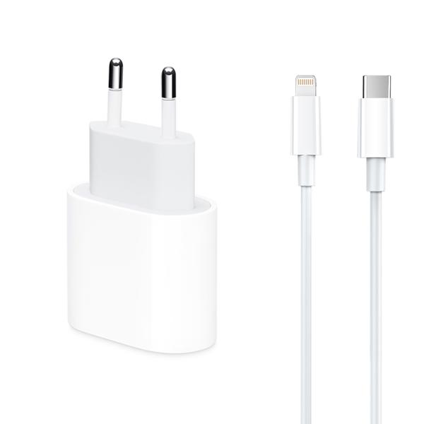 Φορτιστής δικτύου No brand, iPhone 11 Pro, 1xType-C PD, 5V/3.0A, + Καλώδιο Type-C to Lightning, 1.0m, λευκό - 14991