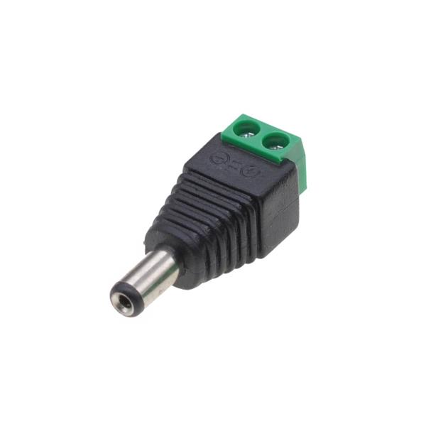 Connector DeTech, DC, 5.5x2.1 M - Screw Terminal, 10pcs., Black - 17166