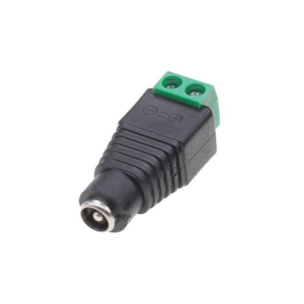 Connector DeTech, DC, 5.5x2.1 F - Screw Terminal, 10pcs., Black - 17167