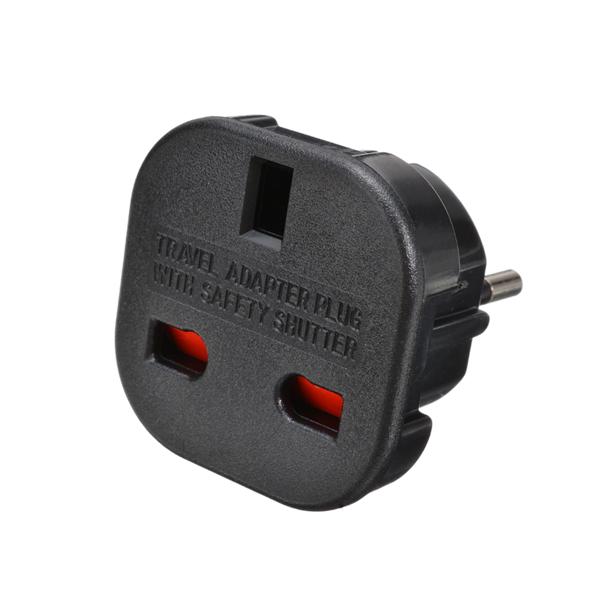 Αντάπτορας No brand BX-9625, UK to EU Schuko, 220V, Υψηλής Ποιότητας, Μαυρο - 17701