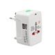 Universal travel adapter - charger No brand, 2xUSB, 1.0A, EU/US/UK/AU to EU/US/UK/AU, 220V, White - 17708