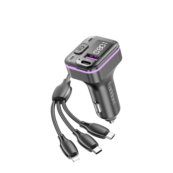 Μεταδότης FM Earldom ЕТ-M95, Bluetooth, USB, Type-C, 3.1A, With 3in1 cable, Μαυρο - 17769