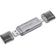 Card reader DeTech, USB Type-C - USB 3.0 OTG, SD, TF, Silver- 17854