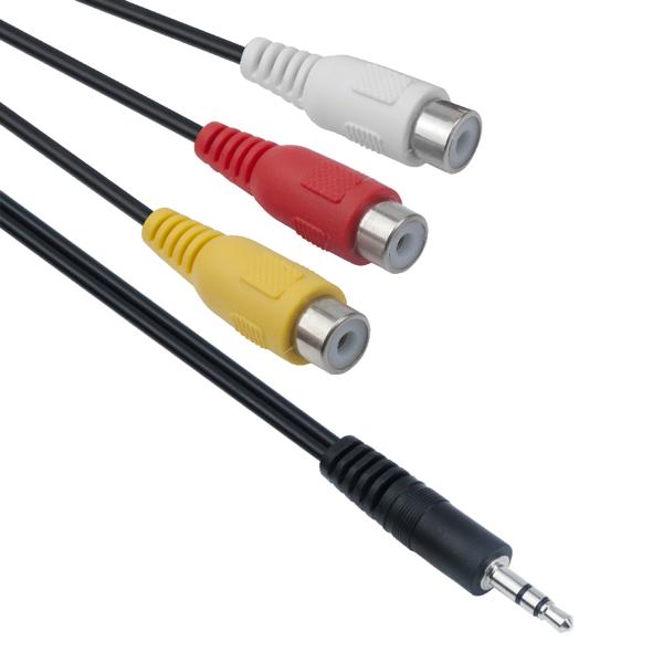 Καλώδιο Ήχου 3.5mm Μ / 3xRCA F, 25сm, DeTech - 18216