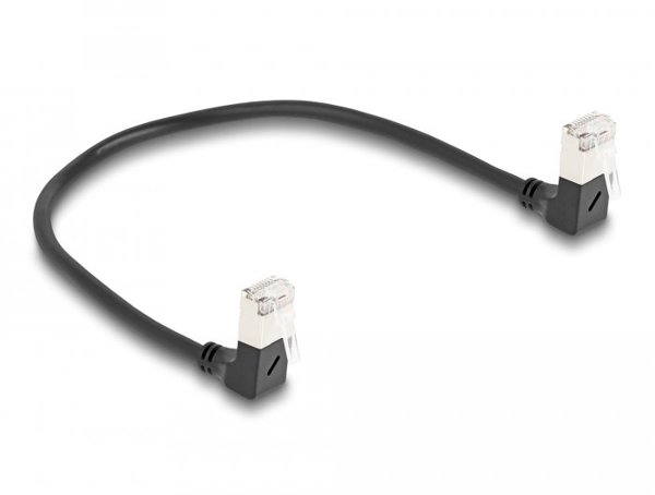 DELOCK RJ45 Netzkab Cat.6A S/FTP Slim 90° gewink. 0,25m schw