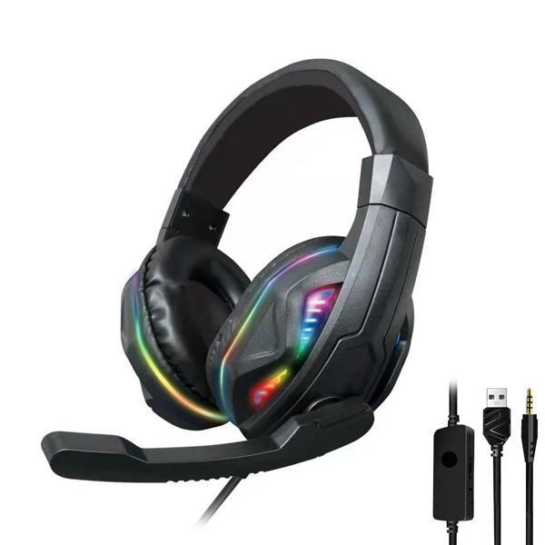 Ακουστικά Oakorn G4 LED, Για PC, Μικρόφωνο, 3.5mm, USB, Μαύρο - 20597