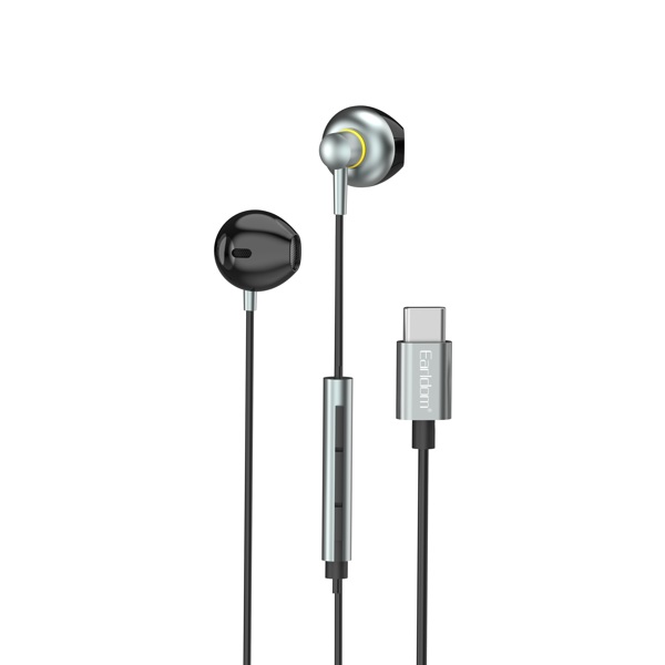 Earphones Earldom ET-E68, Type-C, Microphone, Gray - 20752