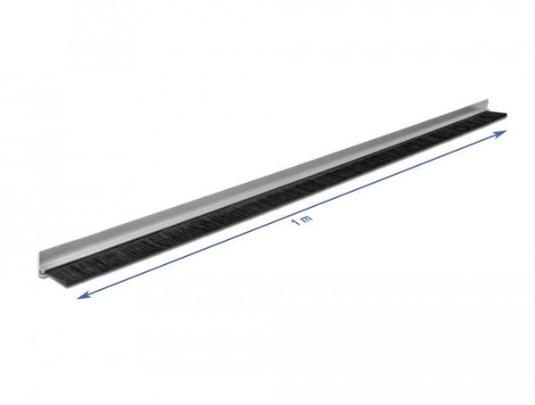 DeLOCK Brush strip 40 mm with aluminium profile angled - length 1 m, Black, Aluminium, Plastic, Rectangular, 1000 mm, 40 mm, China