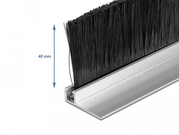 DeLOCK Brush strip 40 mm with aluminium profile angled - length 1 m, Black, Aluminium, Plastic, Rectangular, 1000 mm, 40 mm, China